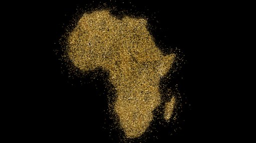 An image gold fines made to resemble the shape of the African continent