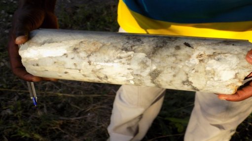 Image of drill core from the Manono lithium/tin project