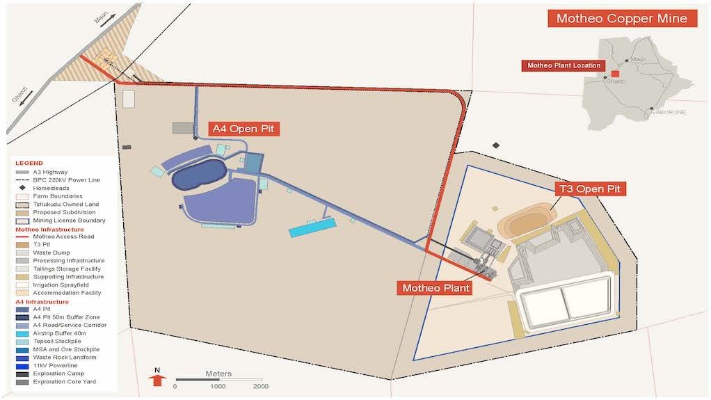 Motheo Copper Mine showing the planning integration of the A4 Deposit as part of an expanded 5.2-million-tonne-a-year production hub