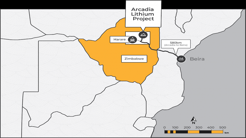 Location map of Arcadia lithium project