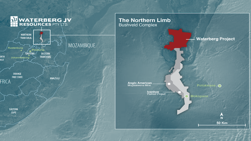 Location map of the Waterberg project