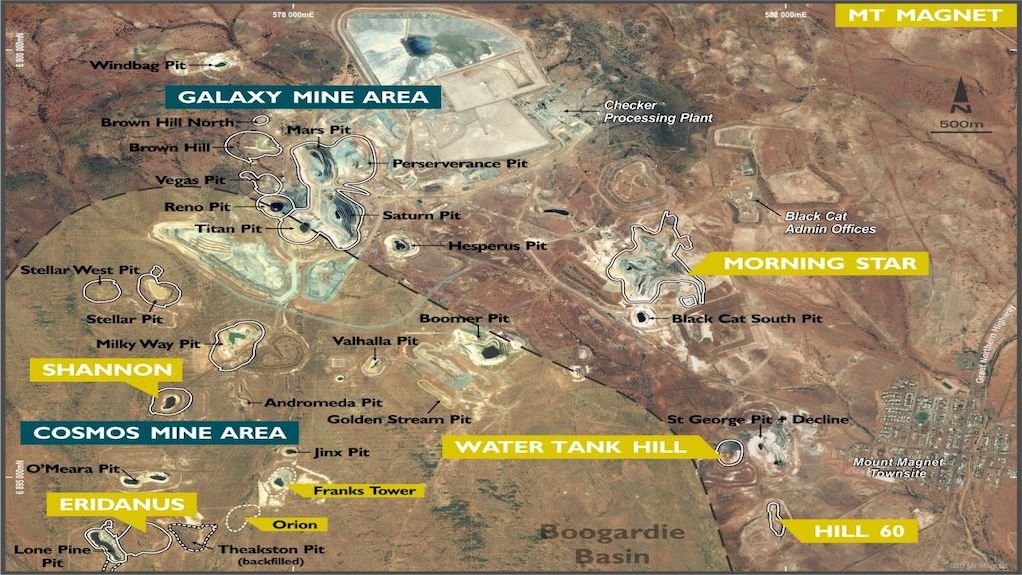 Image of Mt Magnet key mining and exploration areas
