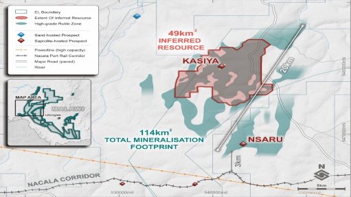 Image of total mineralisation footprint of the Kasiya rutile project