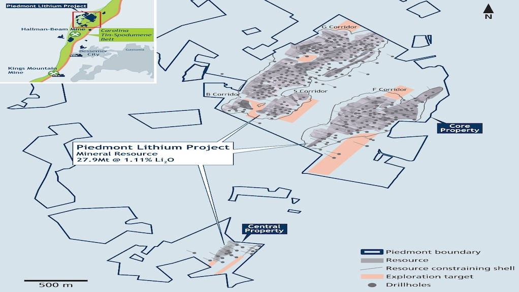Area map of the Carolina lithium project