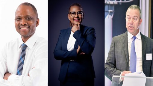 Exxaro outgoing CEO Mxolisi Mgojo, incoming CEO Nombasa Tsengwa and FD Riaan Koppeschaar