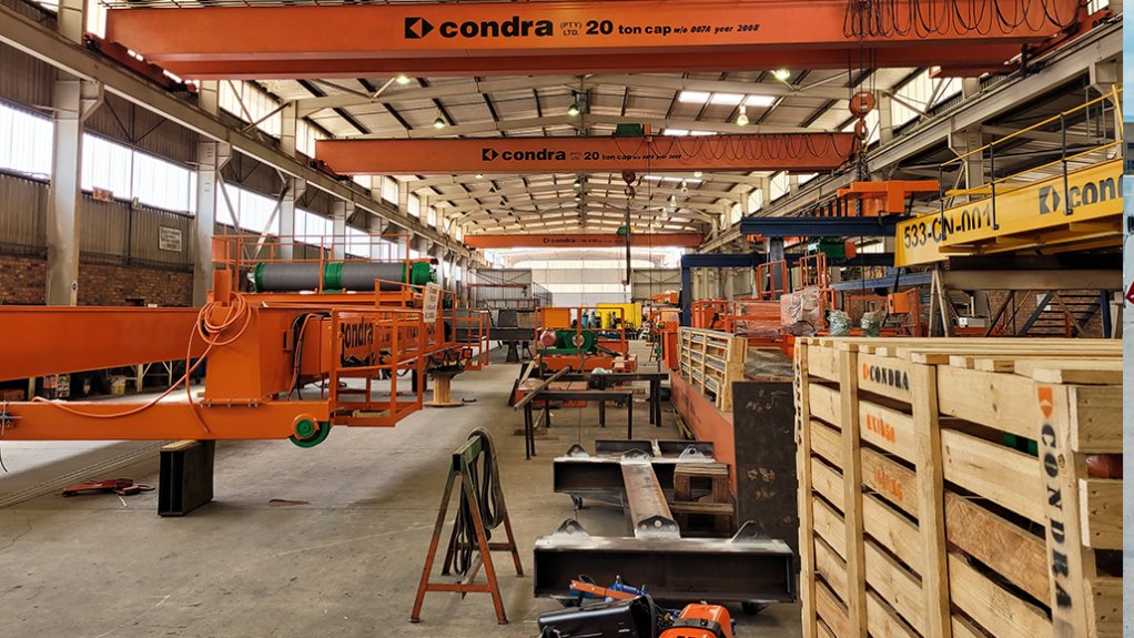 Image of an overhead cranes manufactured in Condra Cranes' factory 