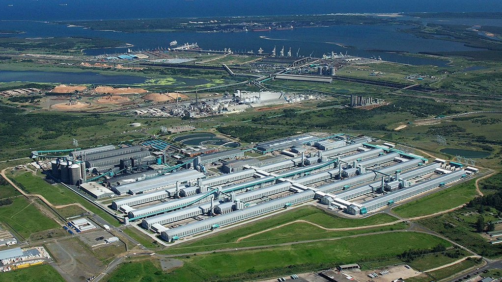 An aerial view of Hillside Aluminium's Richards Bay operations