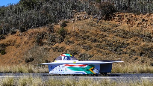Image of vehicle competing in the Sasol Solar Challenge