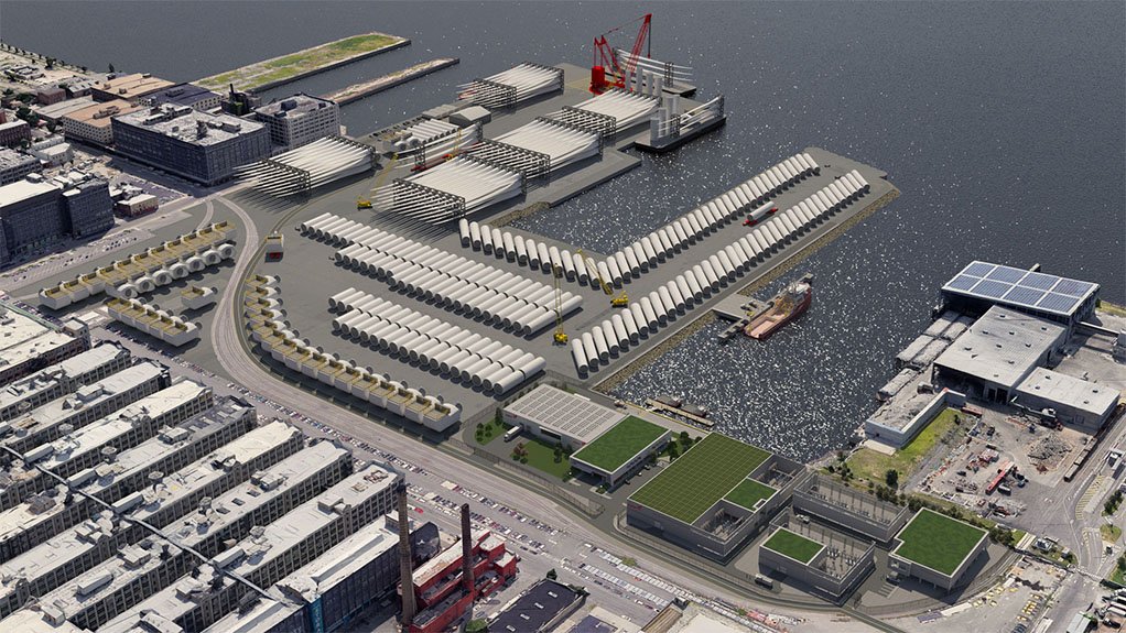Artist's impression of the South Brooklyn Marine Terminal offshore wind hub