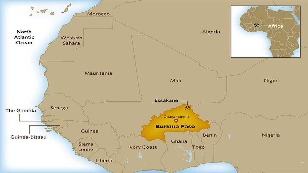 Location map of the Essakane mine