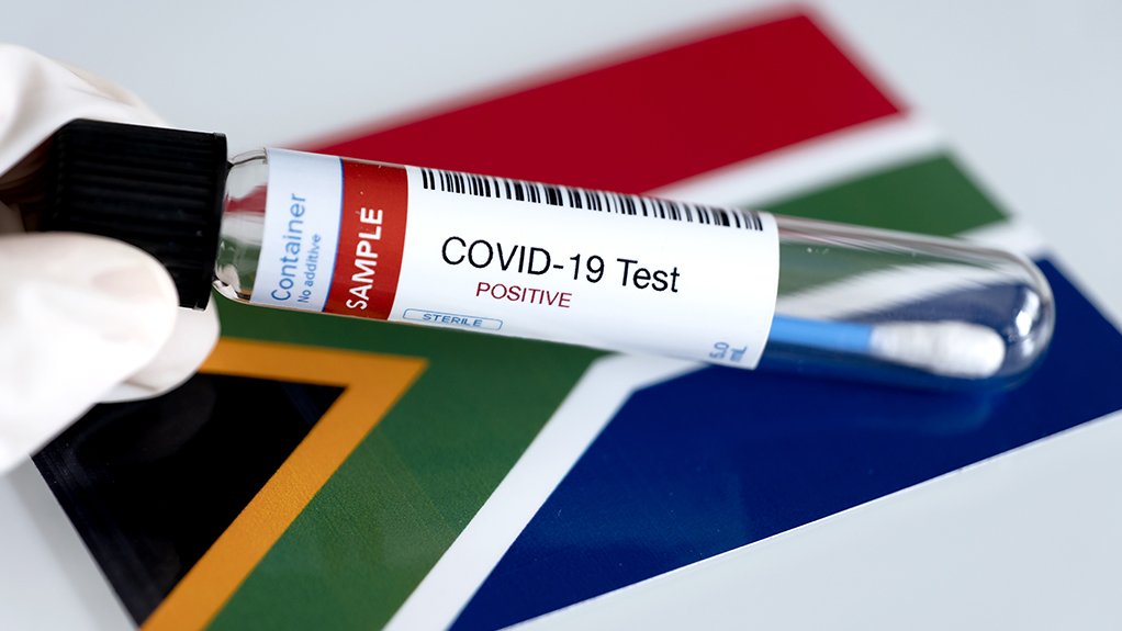 Covid-19 test in front of RSA flag