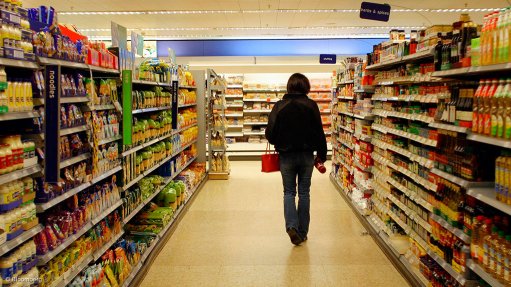 Food aisle in supermarket