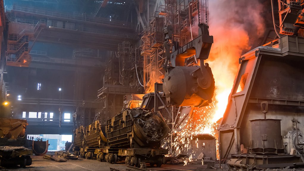 An image of a steel making plant during steel manufacture 