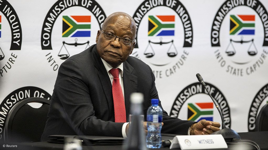 Image of former president Jacob Zuma while appearing at the State capture commission 