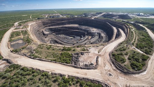 Aerial view of the Karowe mine in Botswana