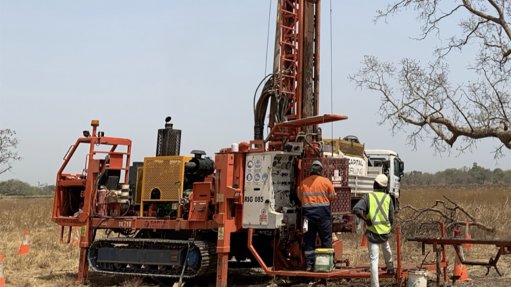Image of a drill rig at the Goulamina project, Mali