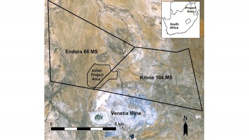 Area map of the Krone-Endora at Venetia project in South Africa