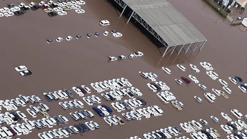 Image of the flooded Toyota plant in Durban in April 2022