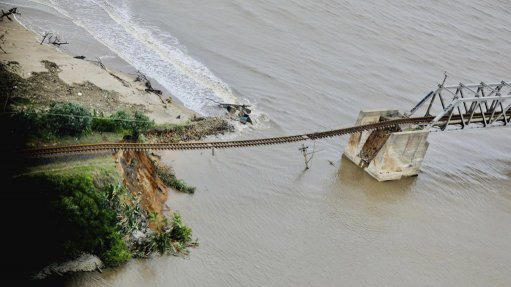 Image of flood damage to the rail system in KZN in 2022