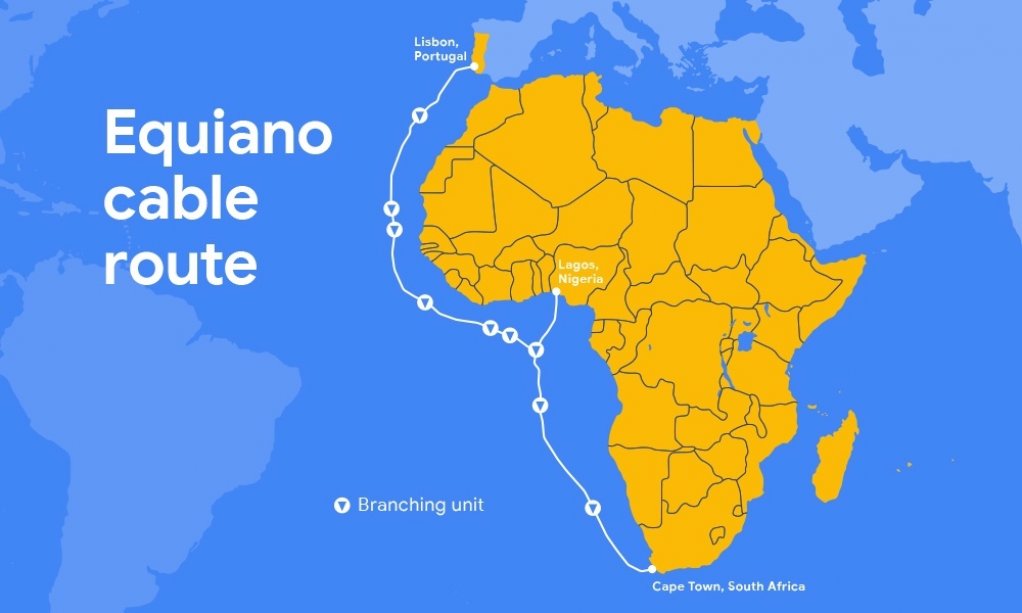 Image of Equiano subsea cable route
