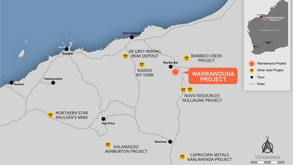 Location map of the Warrawoona project