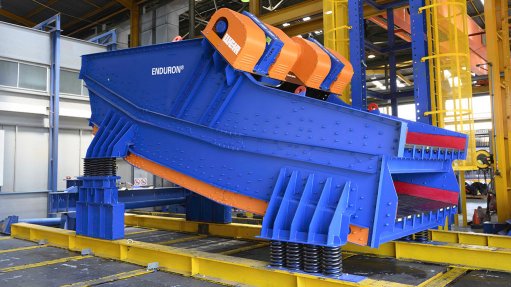A double deck Enduron banana vibrating screen manufactured at the Weir Minerals facility in Alrode.