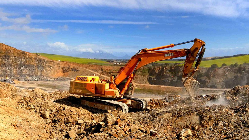 An image of a Bell excavator at a quarry