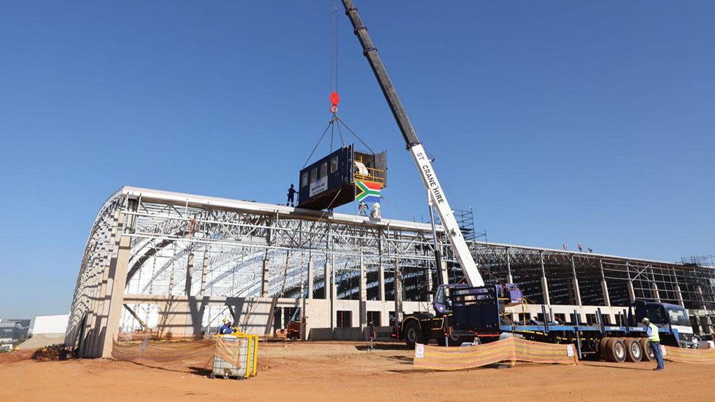 The roof being installed at Pick n Pay's new warehouse in Kempton Park, Gauteng