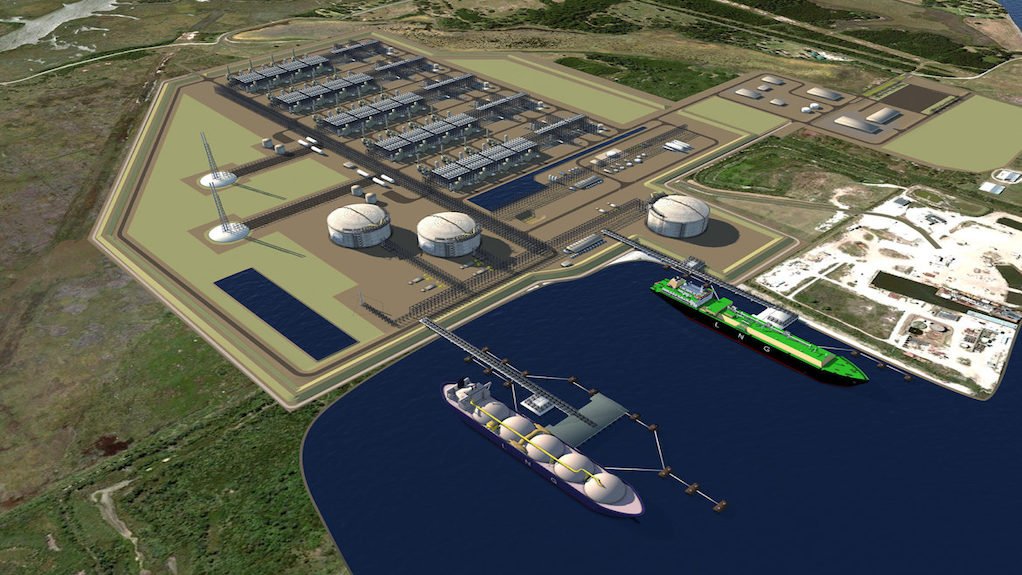 Artist's impression of the Driftwood LNG terminal from above