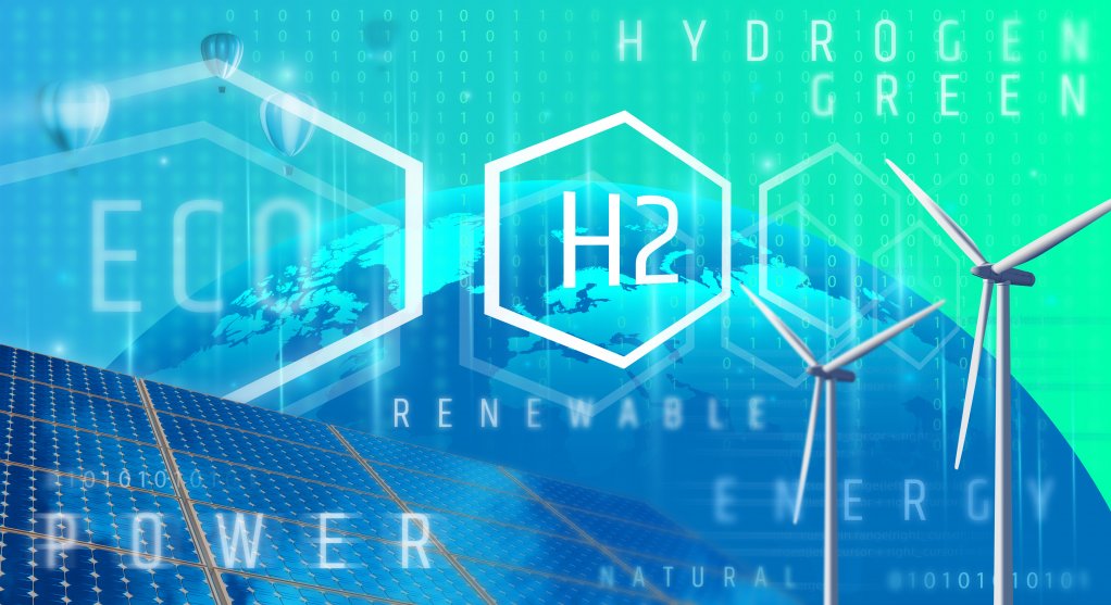 Image of renewable energy sources – hydrogen, wind and solar