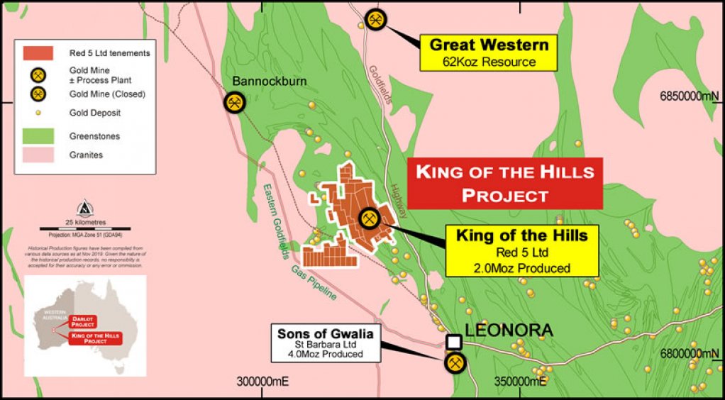 Location map of the King of the Hills project