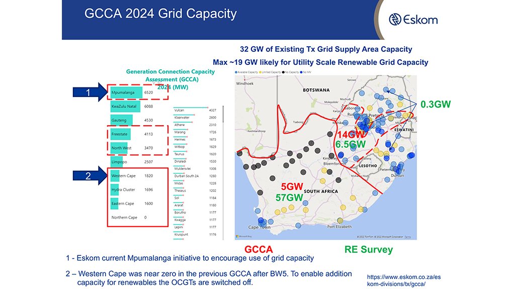 Current grid capacity compared with project site interest from renewables developers
