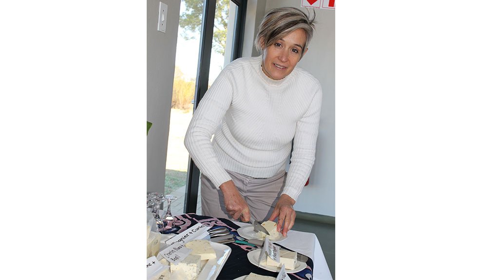 Image of Dr Analie Hatting testing feta cheese