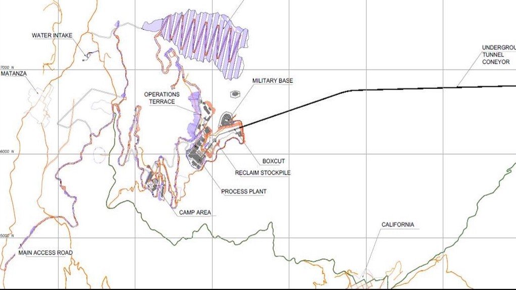 Image of general layout of Soto Norte gold project
