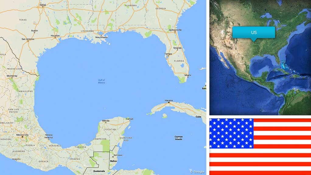 Image of map of the US Gulf of Mexico and US flag