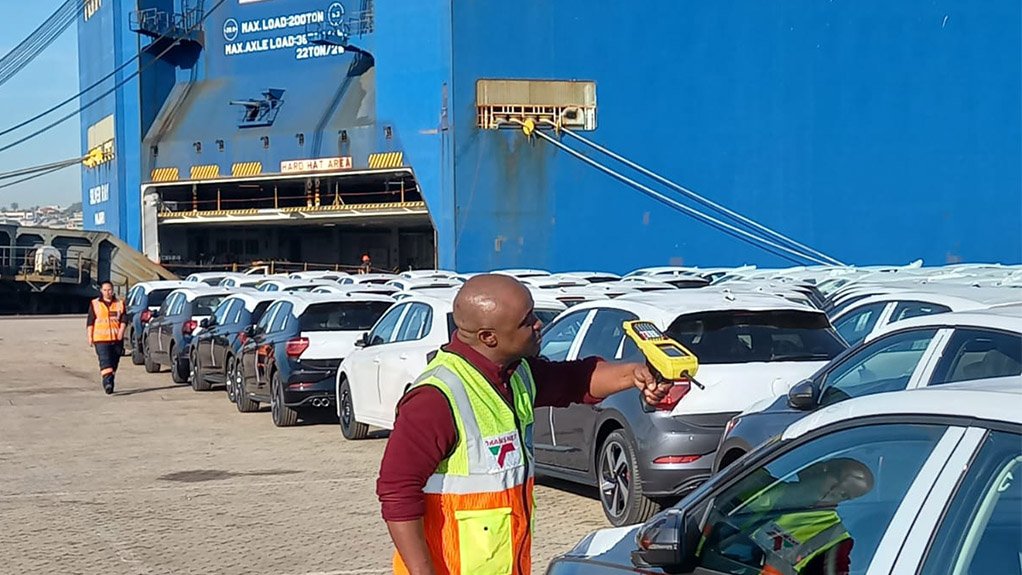 Vehicles being loaded at the Port Elizabeth car terminal