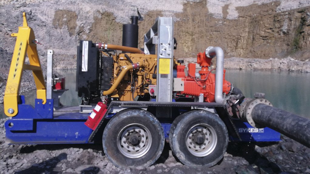An Allight Sykes XH150 trailer mounted pump being used for dewatering at the mine