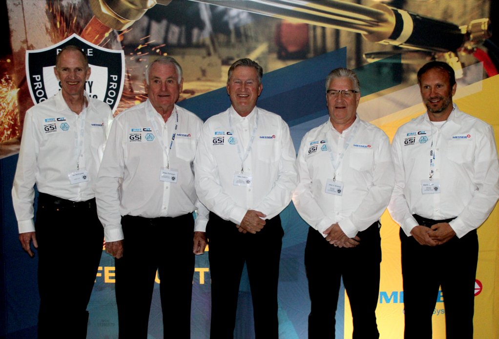 Group image of (from left to right) First Cut CEO Ian McCrystal, Gas Safety International MD Peter Rohlssen, B.E.D Group CEO Mike Giltrow, Messer Cutting Systems Global CEO and president John Emholz and Messer Cutting Systems Oxyfuel Business unit division manager Sales Martin Zeller