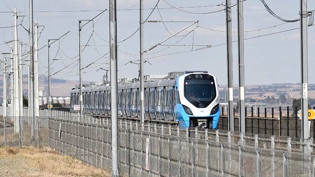 An image depicting PRASA's one-hundredth train in motion