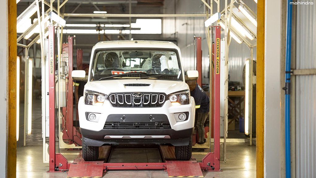 A Mahindra Pik Up in the final inspection bay