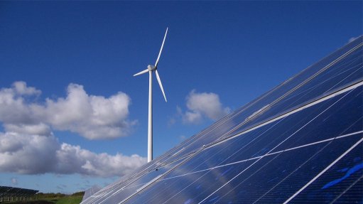 Image showing a wind turbine and solar panels