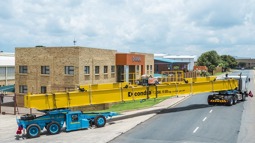 A completed crane leaving Condra’s Germiston factory