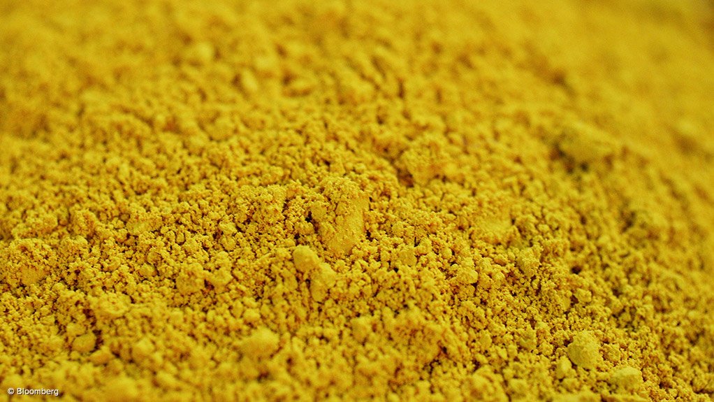 Image shows yellow uranium 