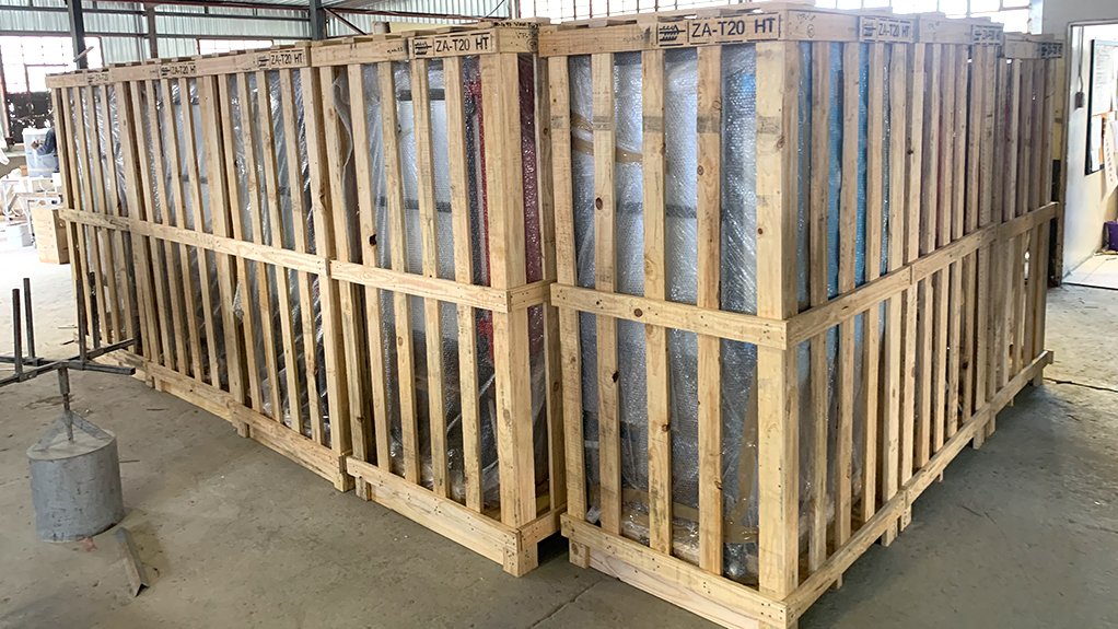 A group of crates containing kilns ready for shipment to Australia