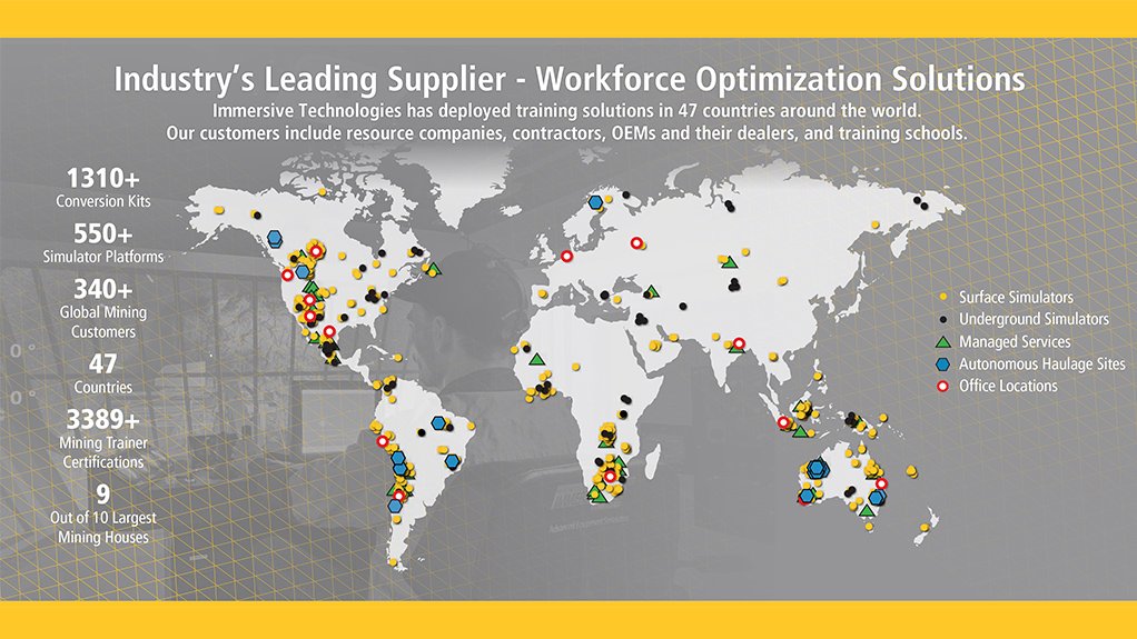 A world map depicting where Immersive Technologies has implemented its workforce optimisation solutions