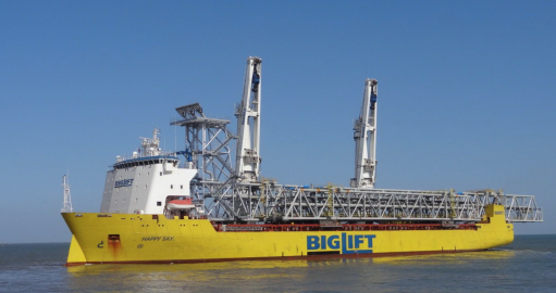 The Happy Ranger owned by logistics company BigLift was one of three vessels used to transport equipment from various suppliers to the FLNG project in Mozambique