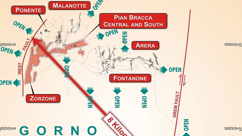 Location map of the Gorno project in Italy