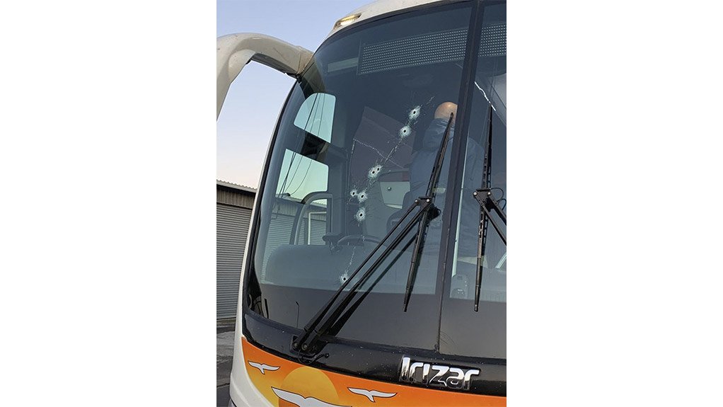 Image of an Intercape bus that was attacked