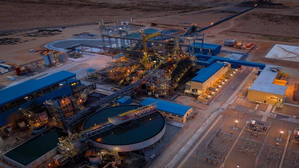 Aerial view of the Gamsberg mine at night