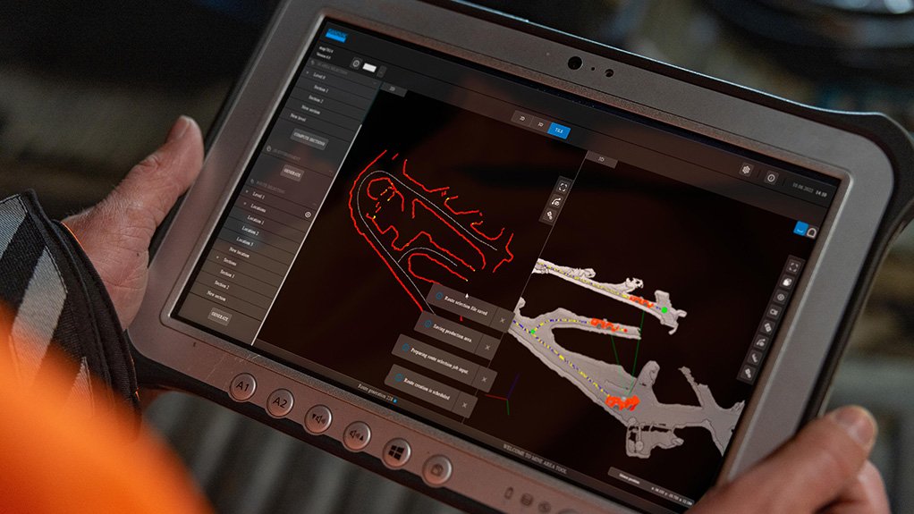 Image of Sandvik's AutoMine Mapping Solution on a tablet screen